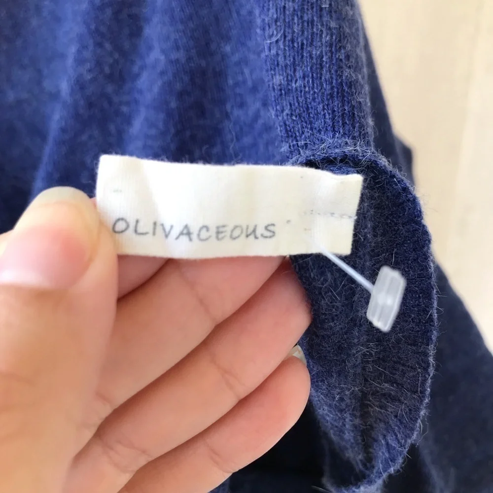 Olivaceous Blue Long‎ Sleeve Sweater Top Angora M